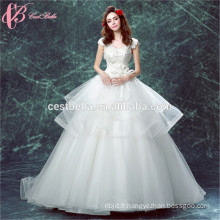 Princesse mode style robe de bal chapelle train lave appliques robe de mariée